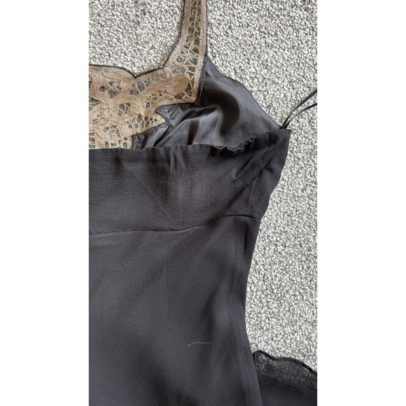 Nicole Miller Size 8 Halter Dress Crochet Black Chiffon Midi Romantic Victorian - Picture 11 of 12